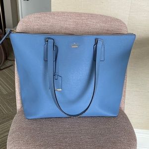 Kate Spade Periwinkle Shoulder Tote Bag Leather with Gold Details